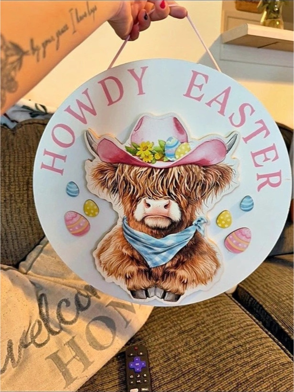 Hobby Lobby Howdy Easter Highland Cow Wood Wall Decor